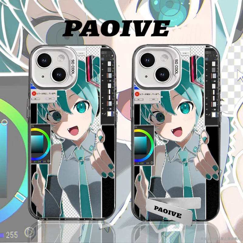 初音未来创意适用苹果华为vivoiPhone小米三星防摔彩银手机壳