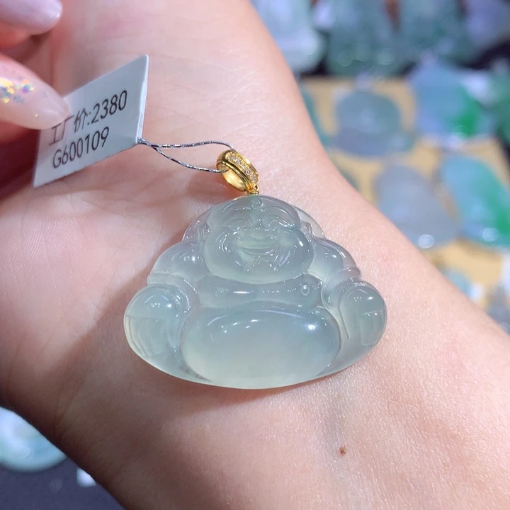 翡翠18K金镶嵌吊坠(不含链)翡翠