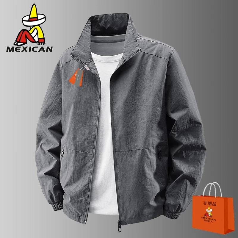 Mexican/稻草人防晒服春秋薄款夹克男外套立领休闲百搭大码胖子潮