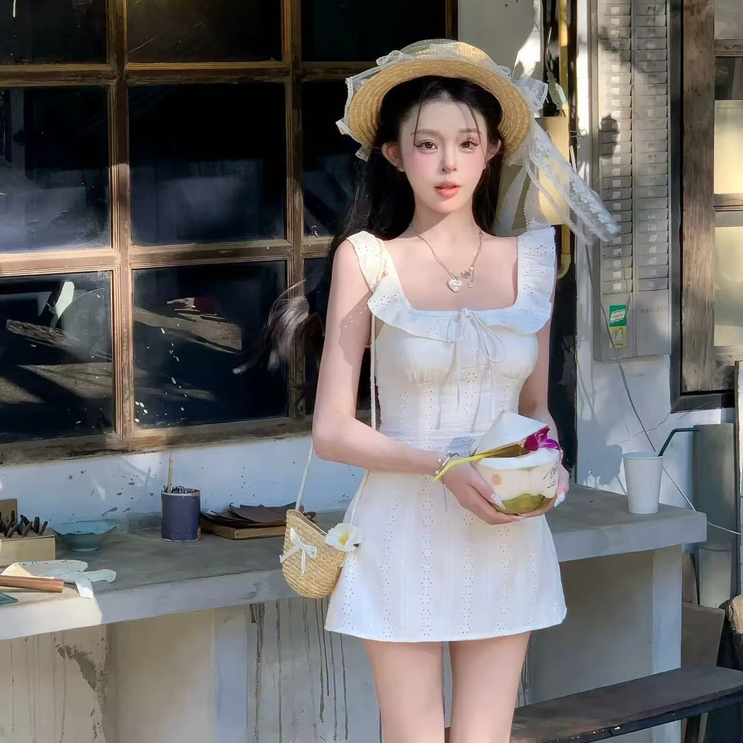 纯色上衣气质短裙温柔收腰显瘦小个子夏季无袖法式连衣裙女青年