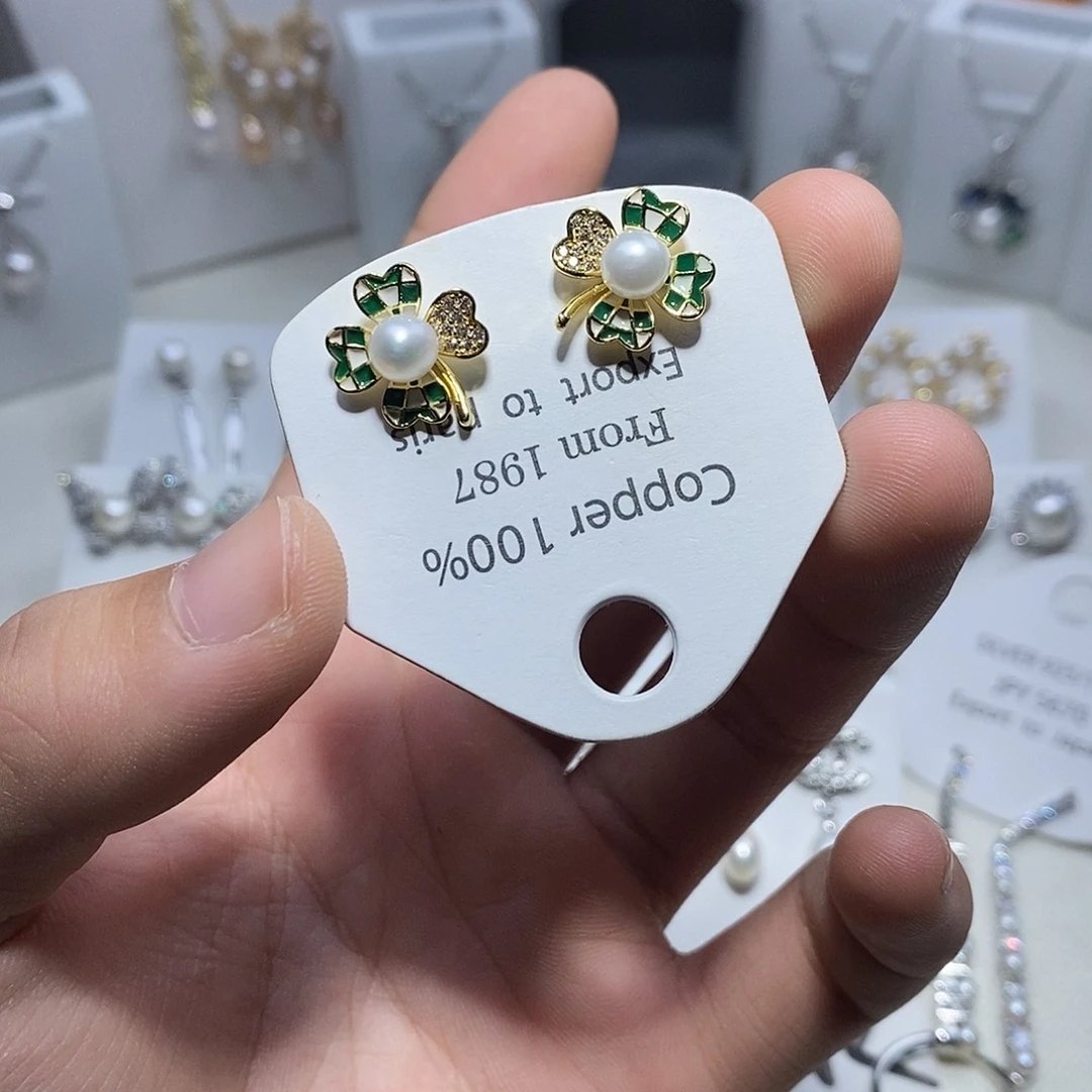 淡水珍珠耳饰银S925镶嵌