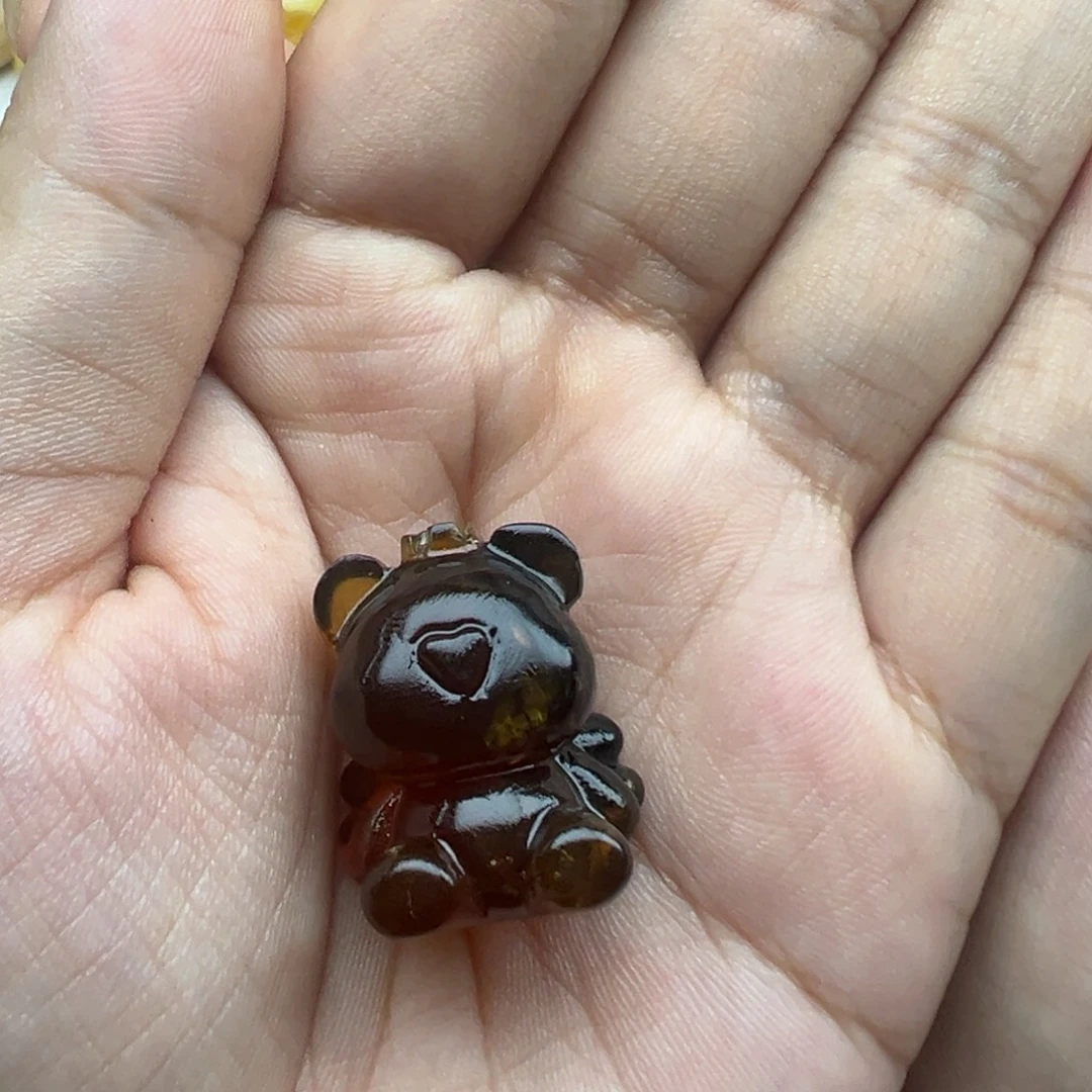 定制琥珀未镶嵌天使小熊打孔不退换
