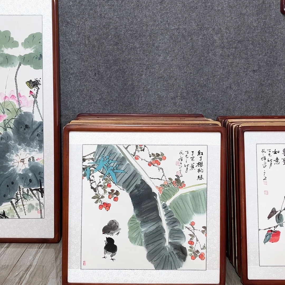 国画书画作品带框63×63