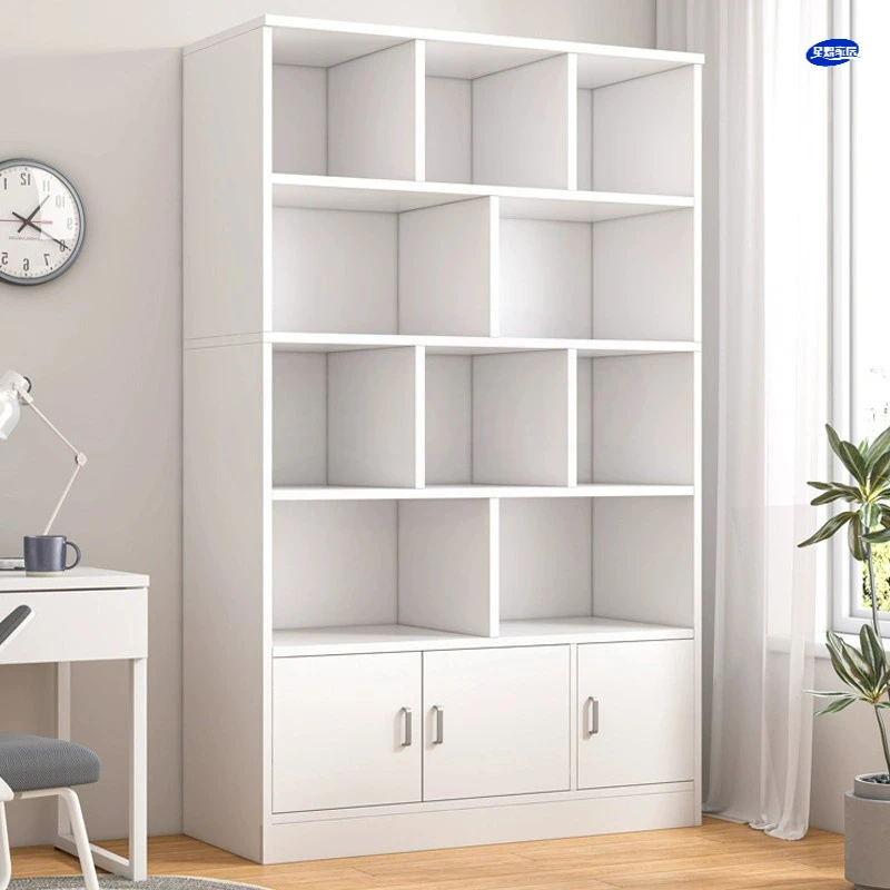 简易书架落地靠墙客厅置物架分层收纳储物柜简约现代家用书柜板材