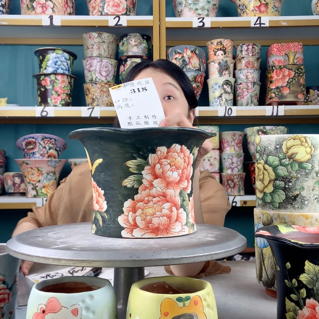 景德镇手工花盆318