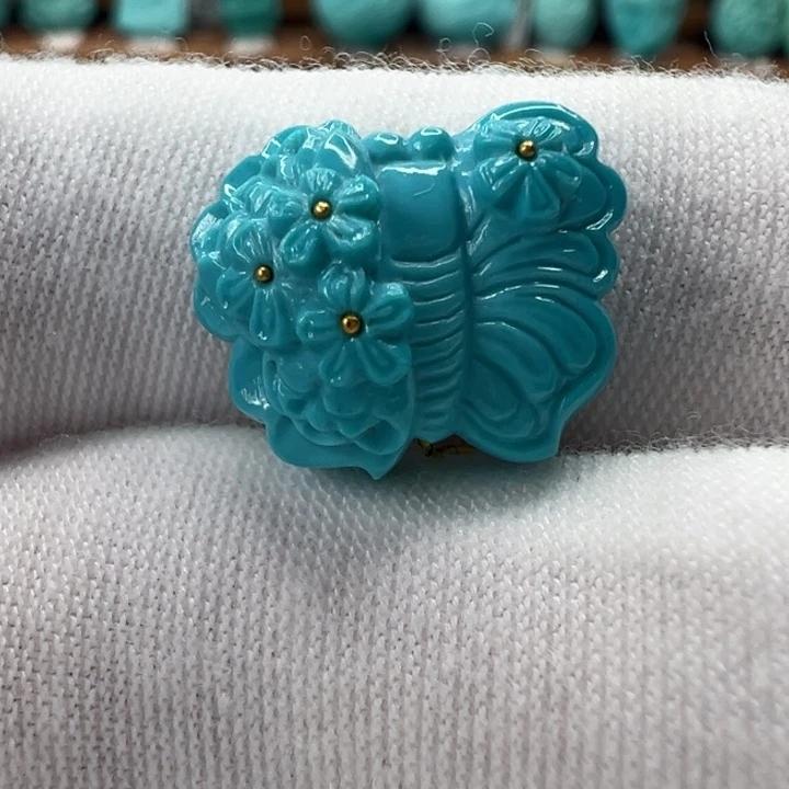 绿松石未镶嵌蝴蝶 15.3mm