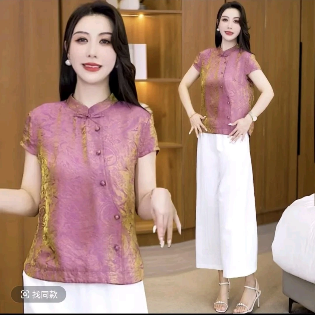 999666夏季新款洋气新中式小衫国风上衣女百搭气质显瘦
