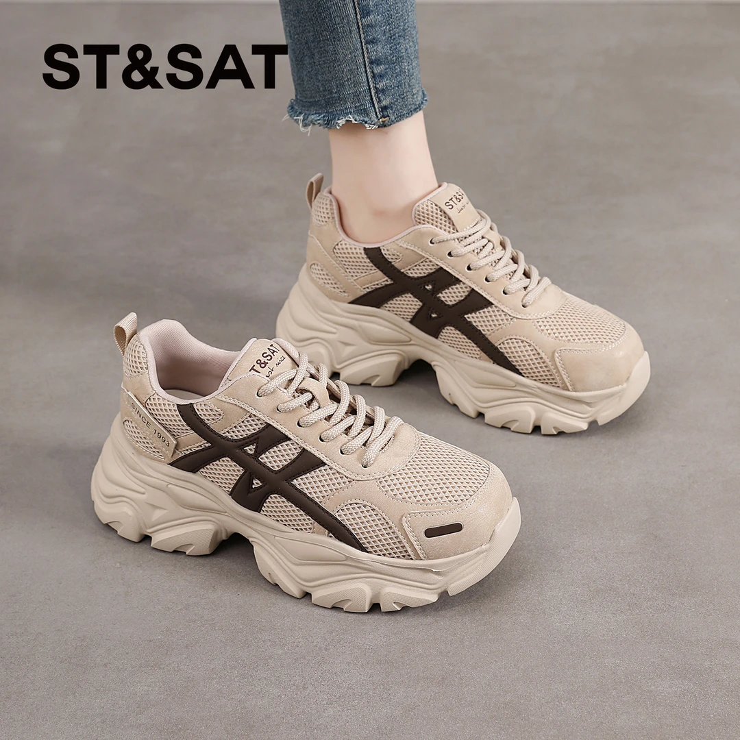 星期六百搭老爹鞋女款2025秋季新款厚底运动休闲鞋鞋子小个子女鞋