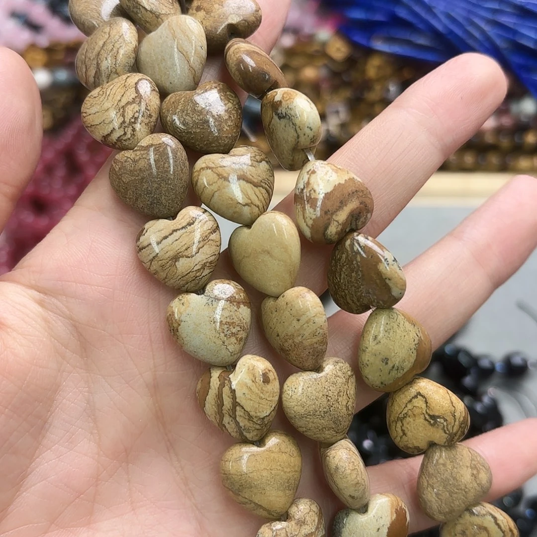 玛瑙/玉髓未镶嵌珠宝半成品卡16图画石爱心短条12颗