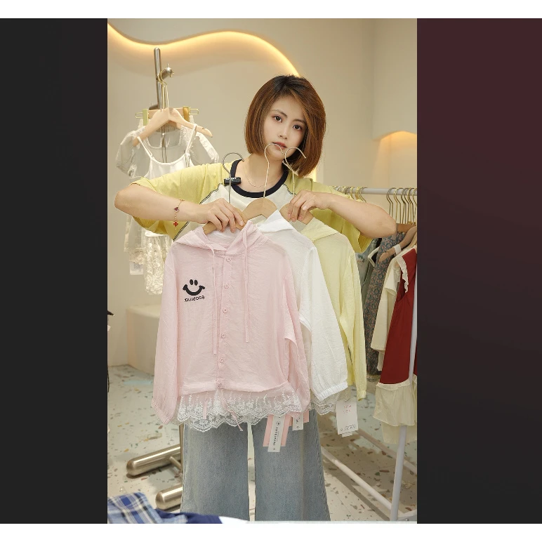 现货Q182女童夏季笑脸花边外套
