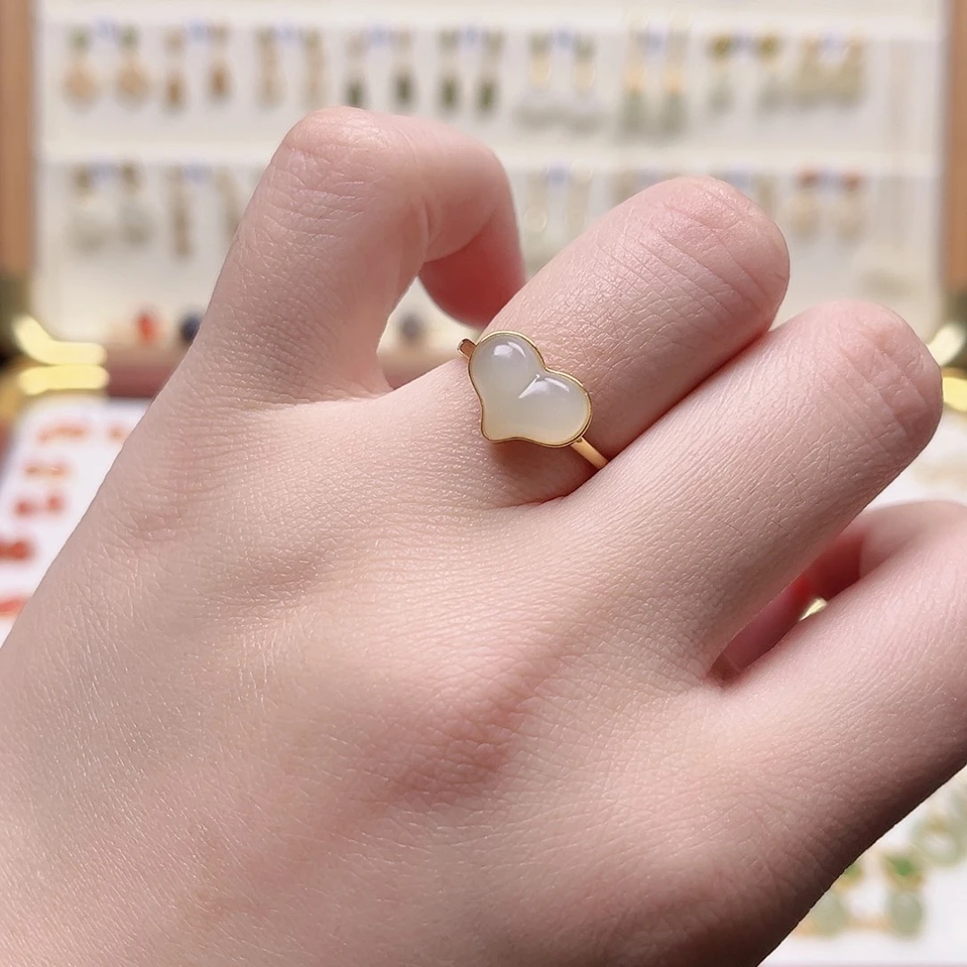 和田玉银S925镶嵌戒指