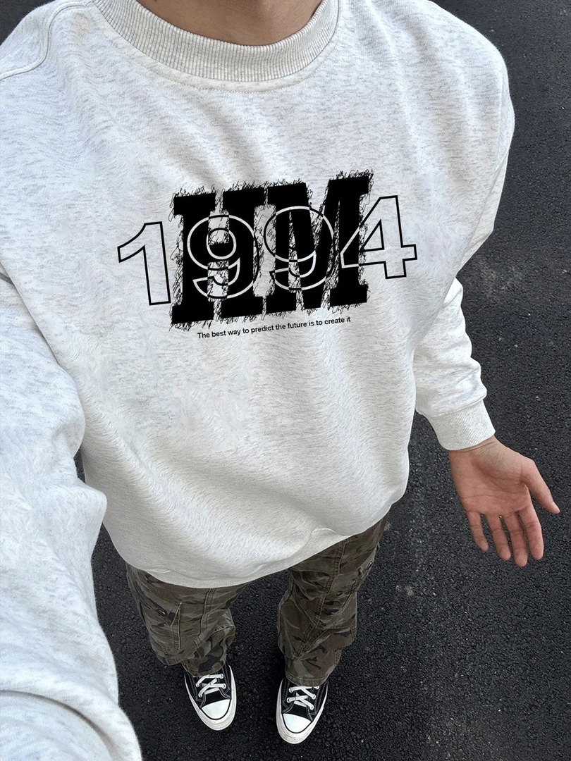 美式街头简约字母印花圆领卫衣男女秋冬季潮牌休闲百搭宽松上衣