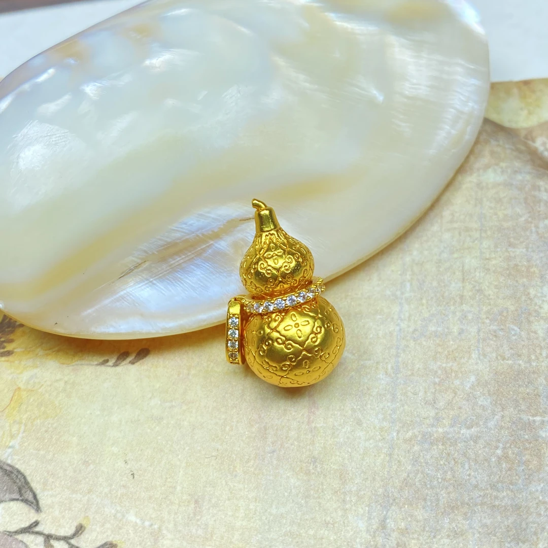 吊坠 K0511经典黄色花纹葫芦吊坠多样性发货48041