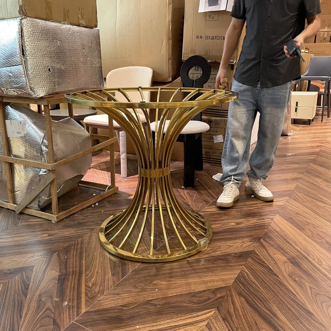 轻奢茶几不锈钢圆形底座架子家用咖啡桌客厅圆桌创意