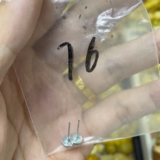 蜜蜡银S925镶嵌裸石耳钉