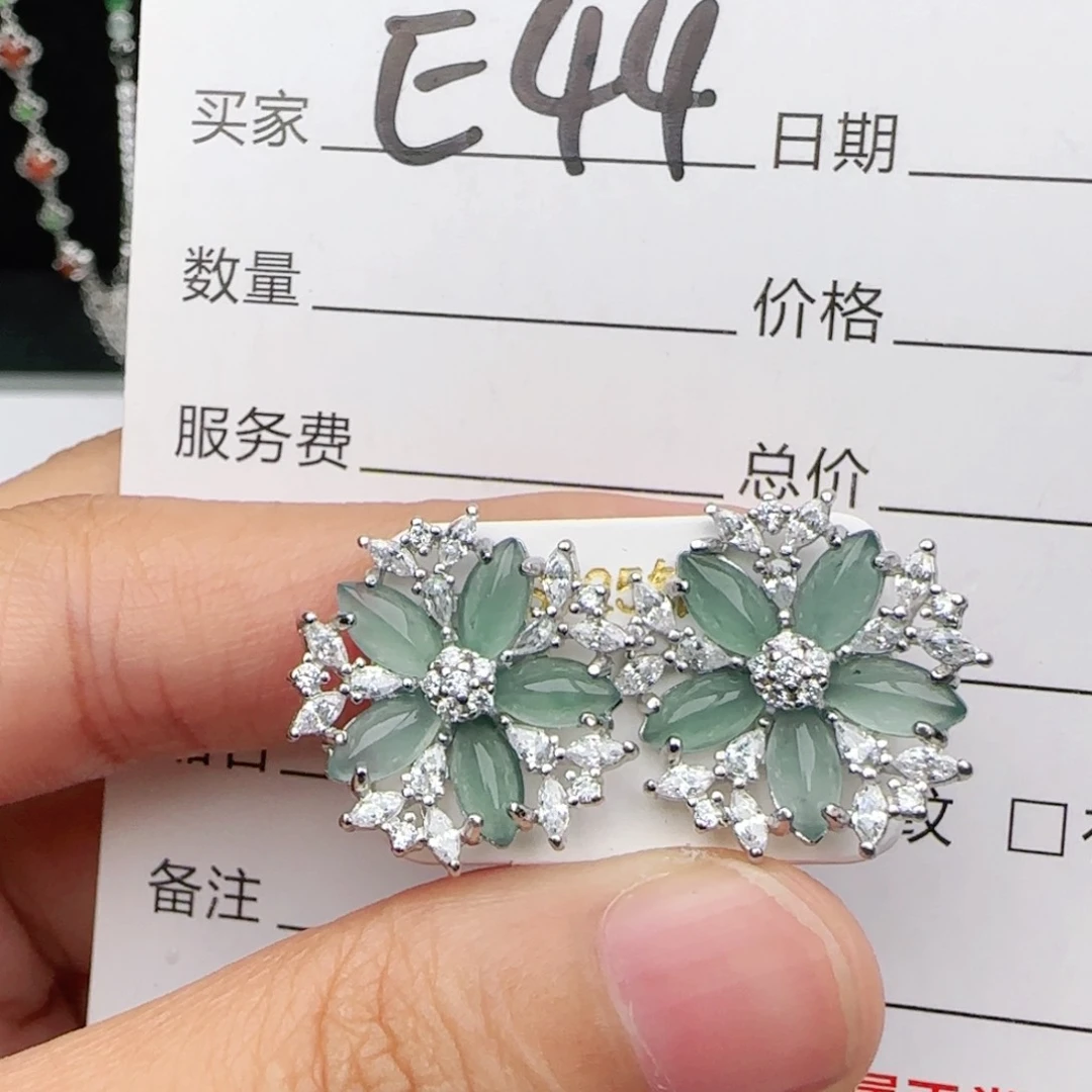 翡翠戒指银S925镶嵌戒指