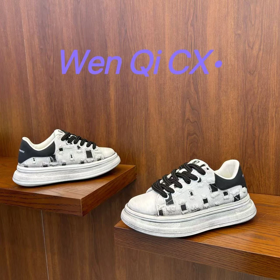 春夏新款男鞋布面厚底简约时尚舒适百搭潮男潮流欧洲站轻奢休闲鞋