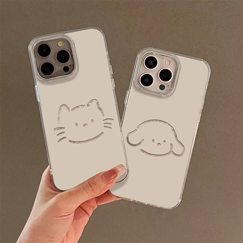欧克里里简笔猫狗适用苹果16/15promax手机壳华为P70vivo小米oppo