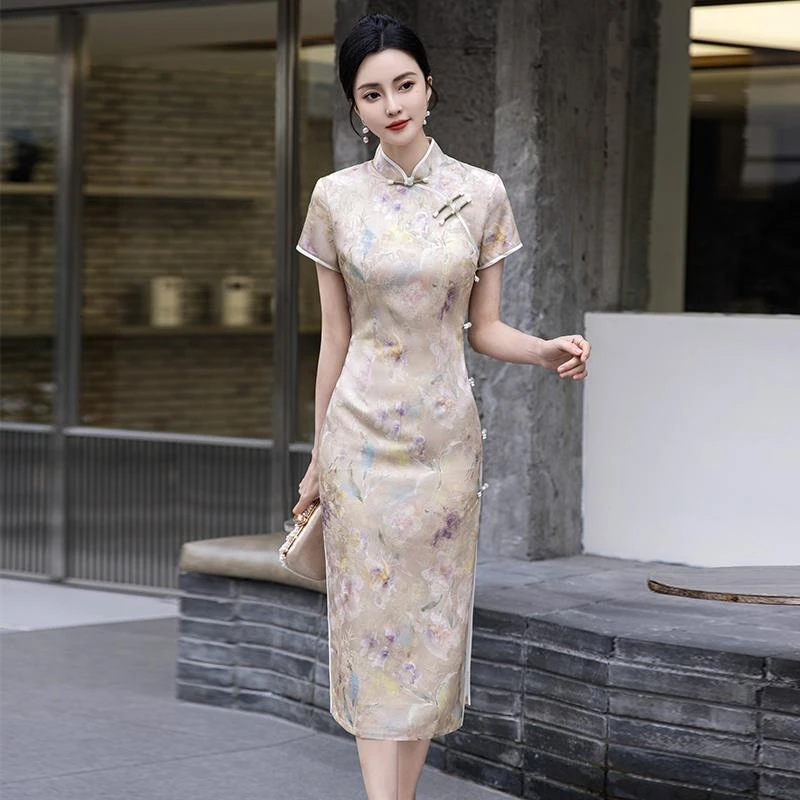 国风改良旗袍妈妈年轻款高贵优雅2025年新款送考高考中考旗开得胜