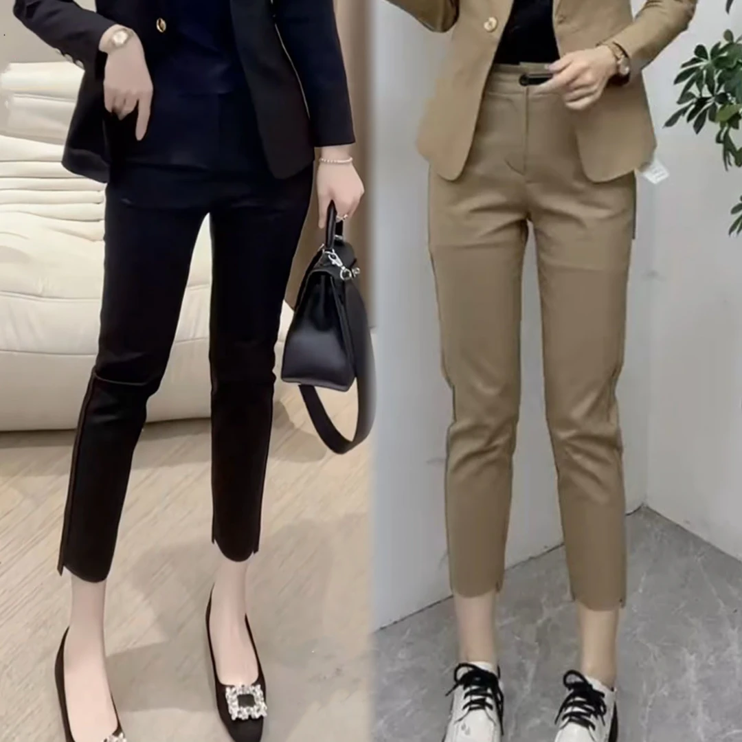 欧货小黑裤女春秋新款显瘦百搭高腰九分裤小直筒裤小西裤休闲女款