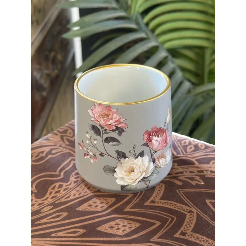 灰色圆形收纳筒笔筒