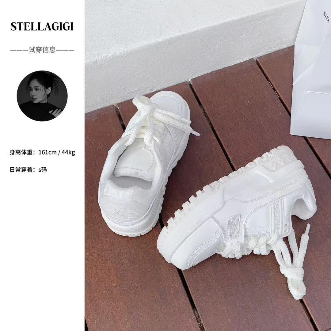 SG / 郭幂幂 SS 百搭小白鞋 系带厚底增高面包板鞋X-20250013