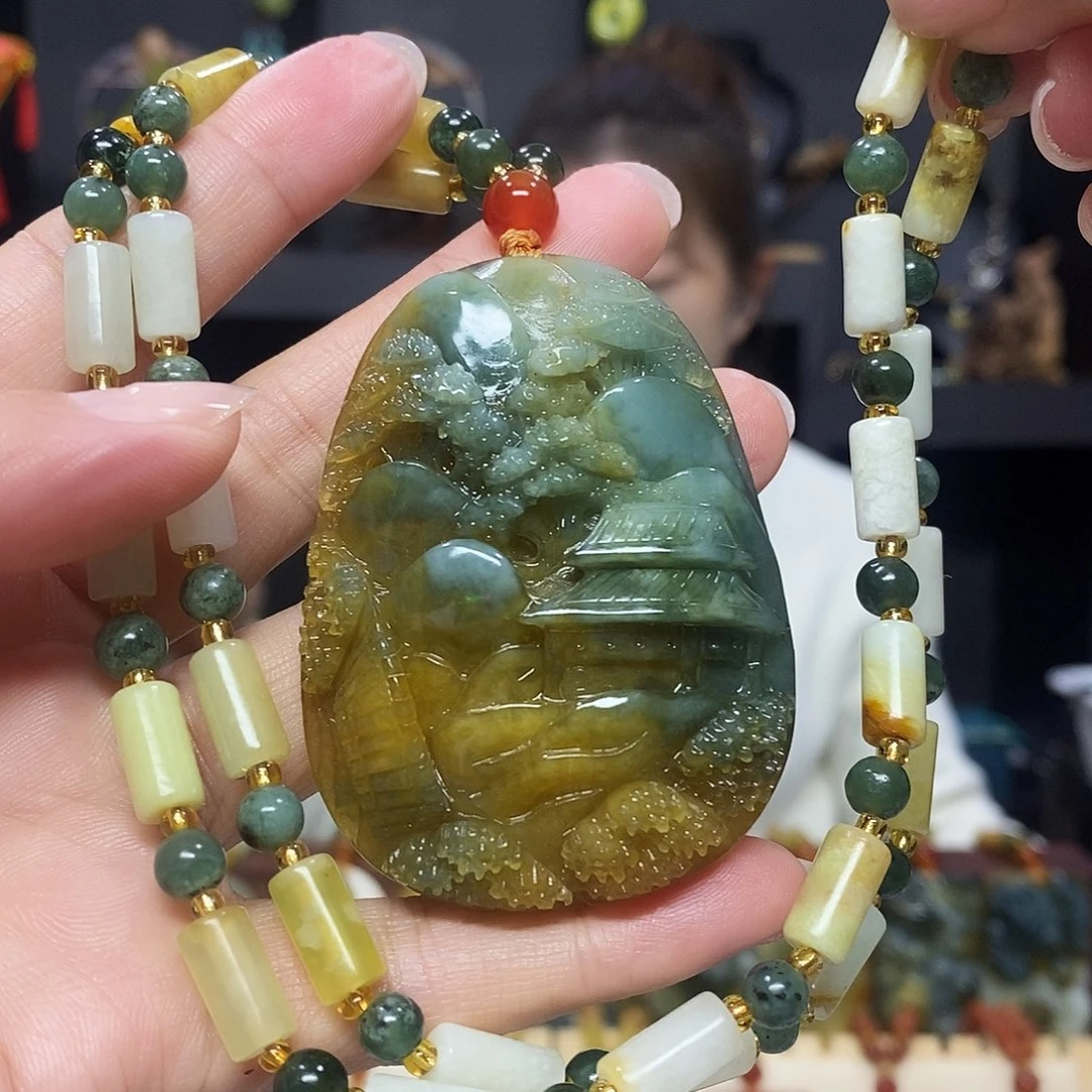 未镶嵌岫玉挂件吊坠项链