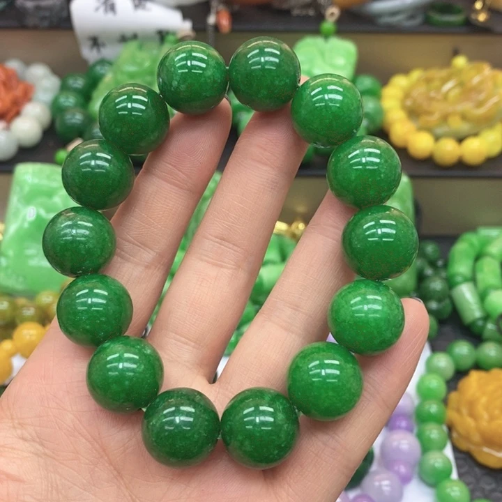 白***啡翡翠未镶嵌手链手链65