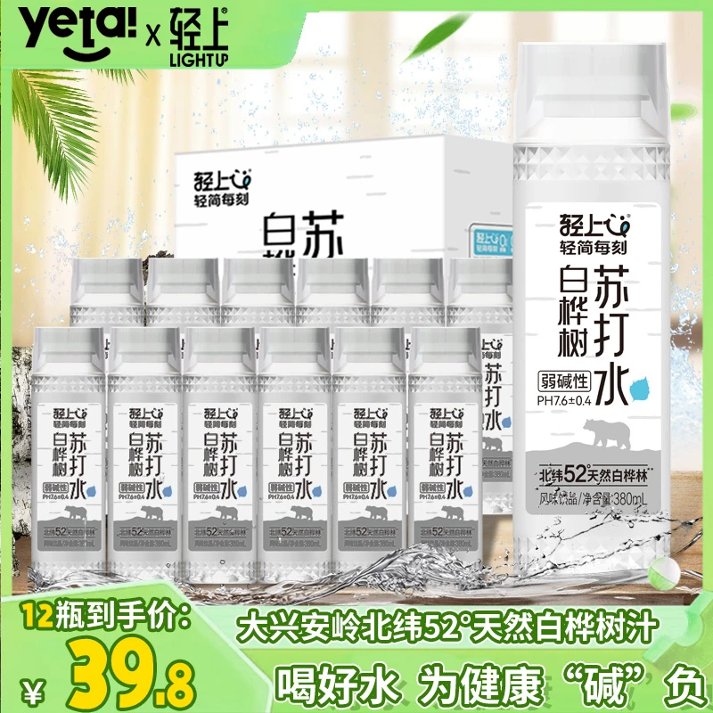 【到手12瓶】轻上 白桦树苏打水弱碱无汽夏季清爽解渴补水饮料