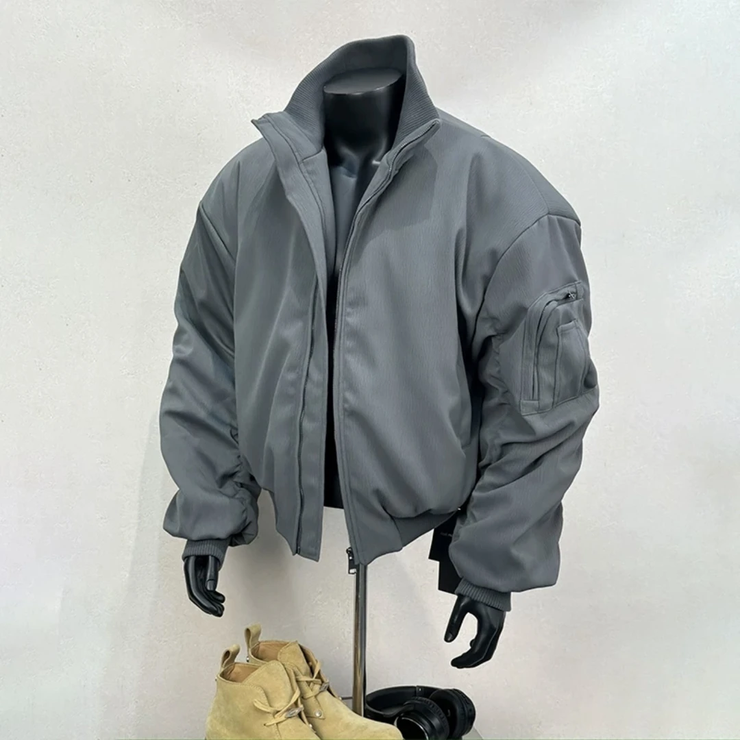 【慌慌】美式飞行服夹克外套春秋廓形立领短款棒球服外套J217