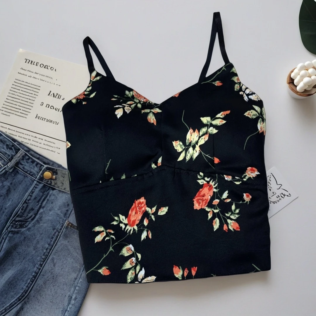 通勤吊带背心内搭上衣修身显瘦打底文胸一体带胸垫夏季外穿美背女