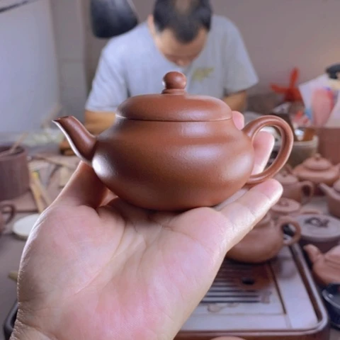 茶壶紫砂藏*红皮龙柿圆120cc瑕