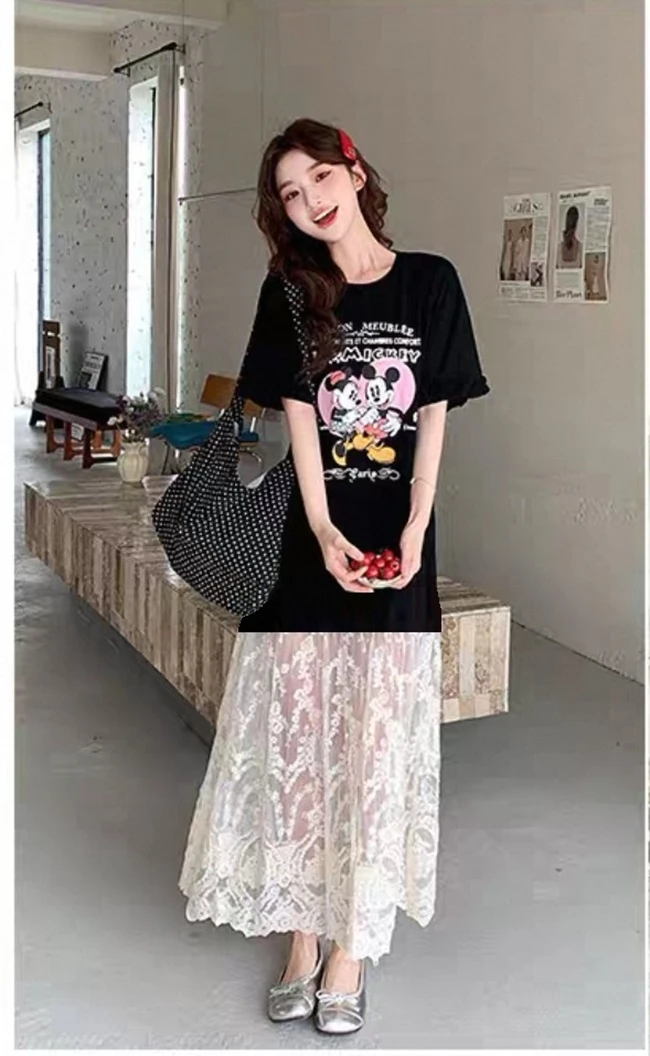 韩版轻奢蕾丝拼接连衣裙时尚休闲百搭