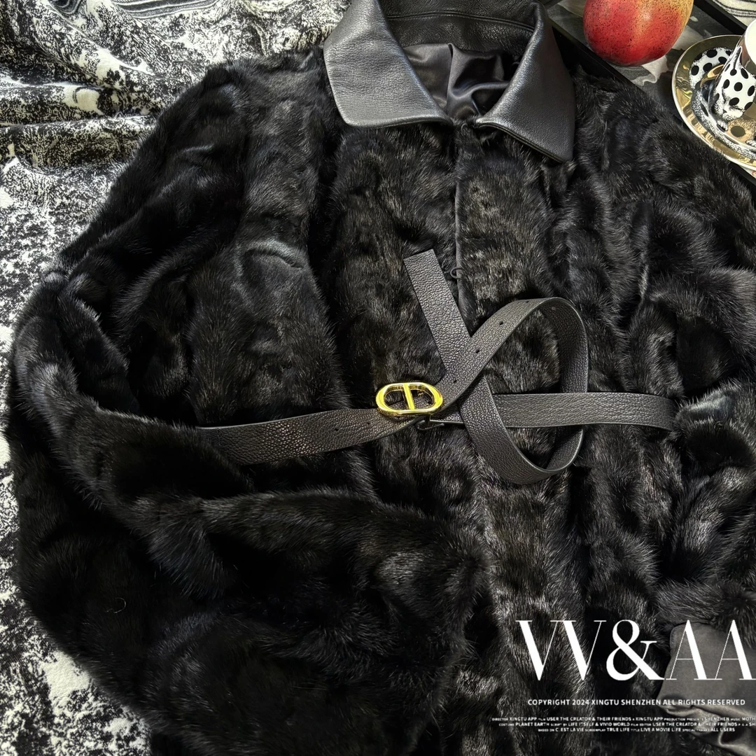 VV&AA 富家千金高级感水貂皮外套（含腰带 ）SY4865