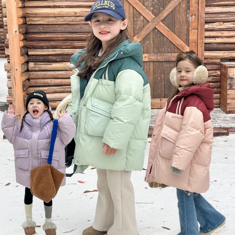 女童中长款绒服中大童韩版潮