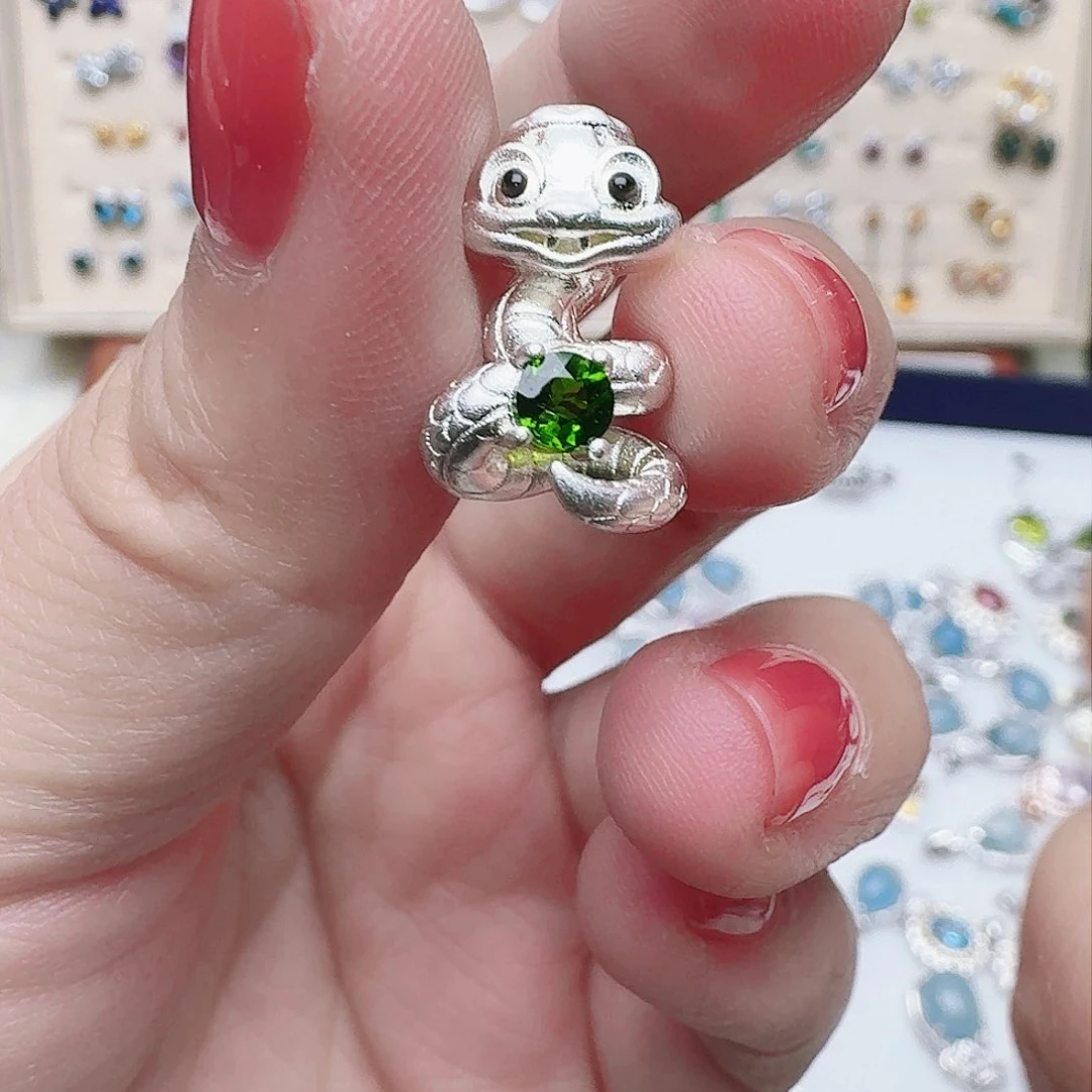 透辉石吊坠银S925镶嵌