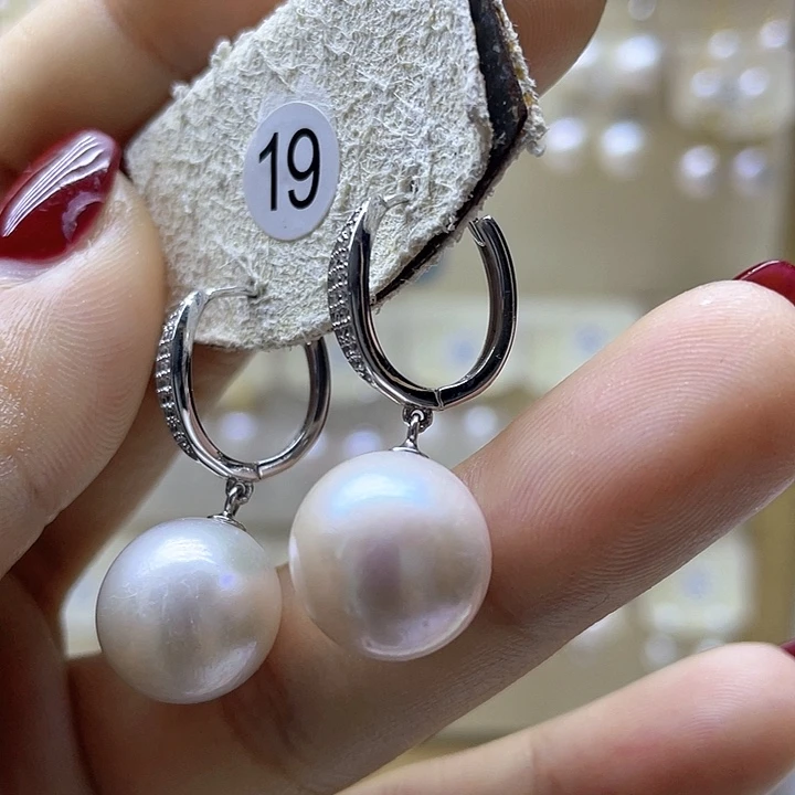 淡水珍珠耳饰银S925镶嵌