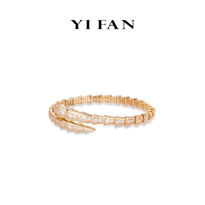 925银合成锆石手链 4669-玫金色满钻灵蛇豪镶百搭手镯