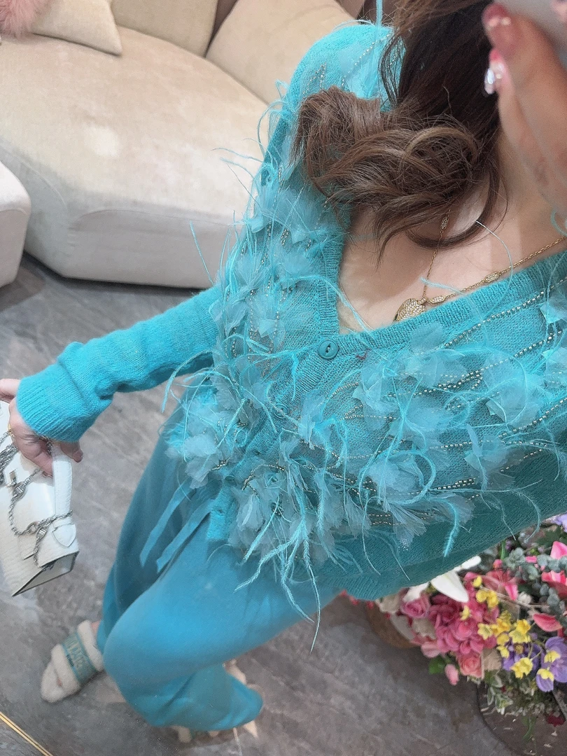 独宠【恋恋草莓 】高级气质显瘦法式马海毛时尚开衫上衣