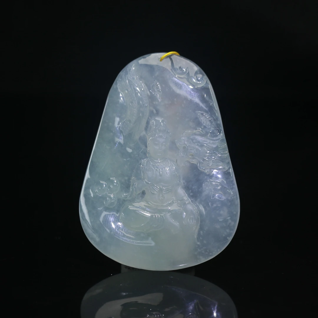 45天然缅甸翡翠A货冰御龙观音/400048/北京银座拍卖