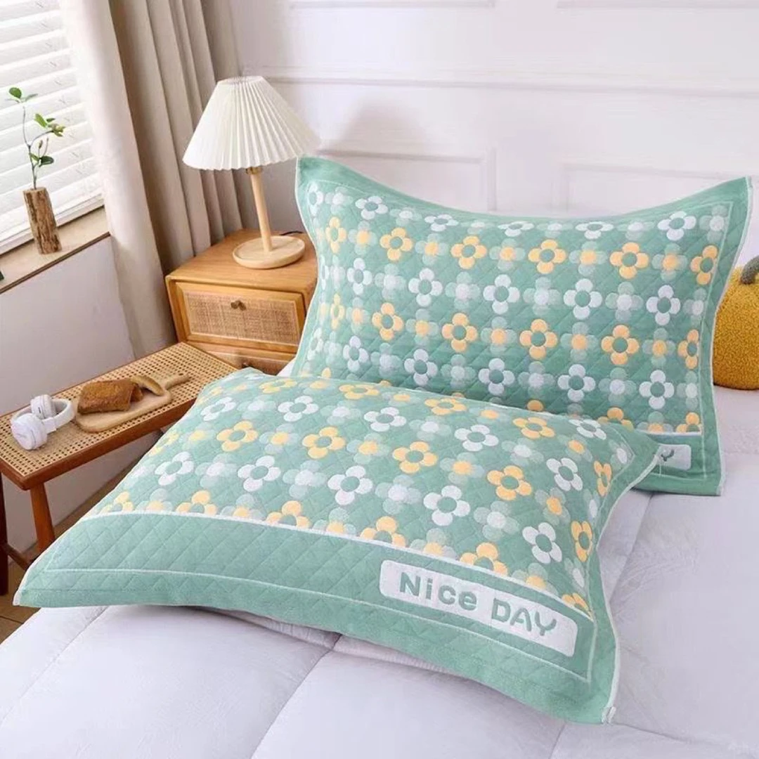 新款加厚纱布棉枕巾一对装52*78大号成人家用宿舍吸汗透气枕头巾