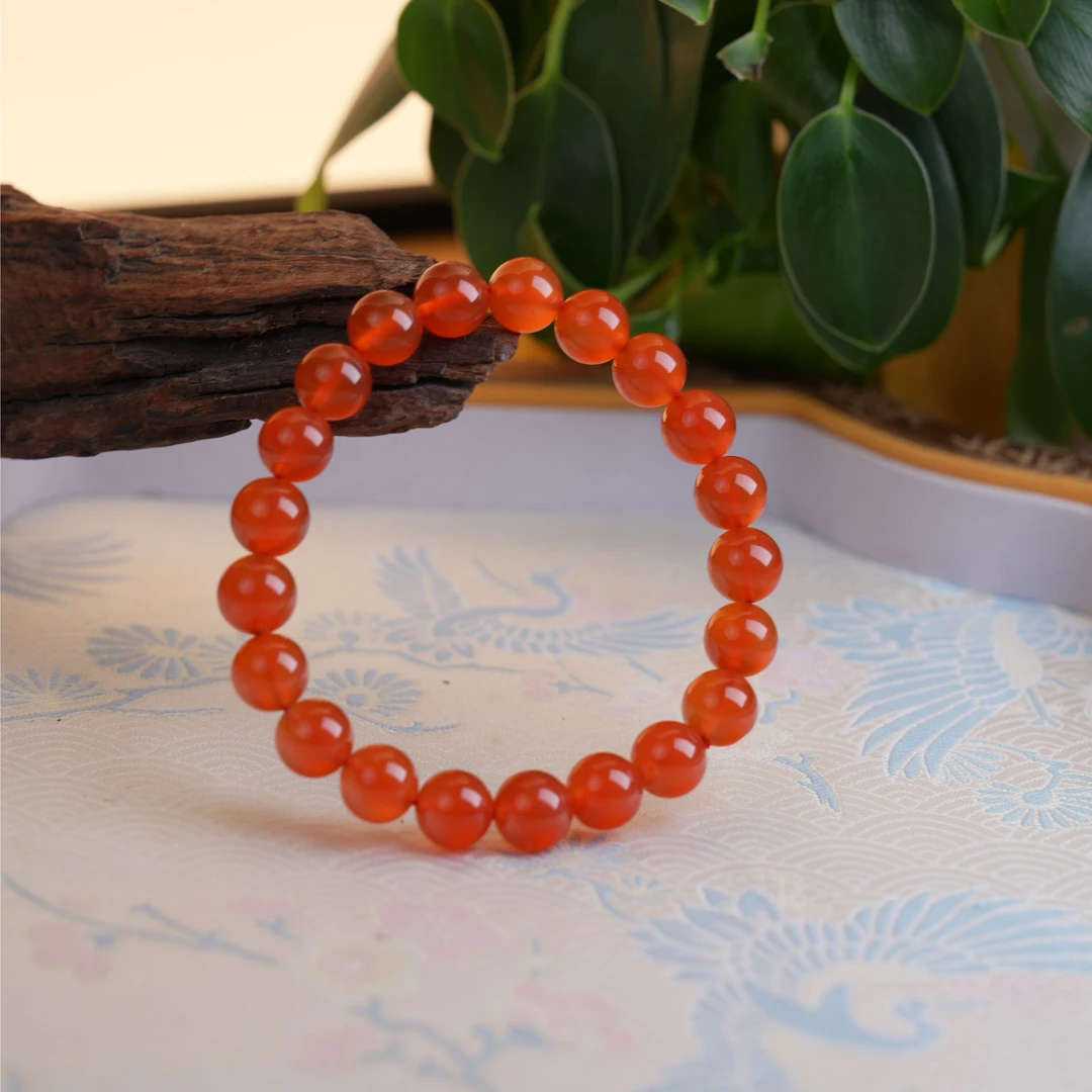 【吉福珠宝】南红冰红9mm单圈清透荧光 多样性发其一 T07083