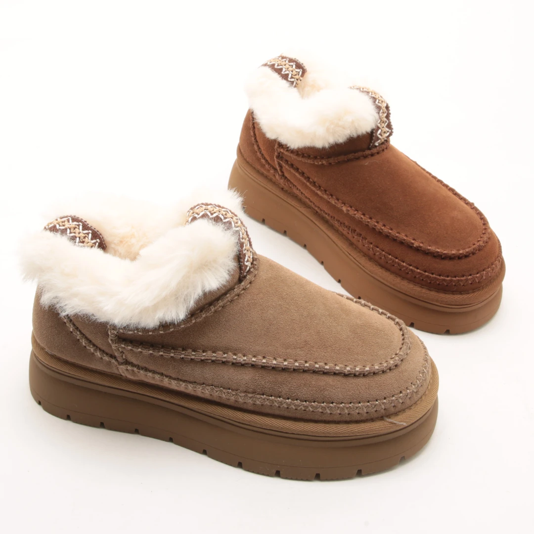 5535冬季新款圆头短筒轻便厚底雪地靴女加厚毛毛鞋百搭东北棉鞋