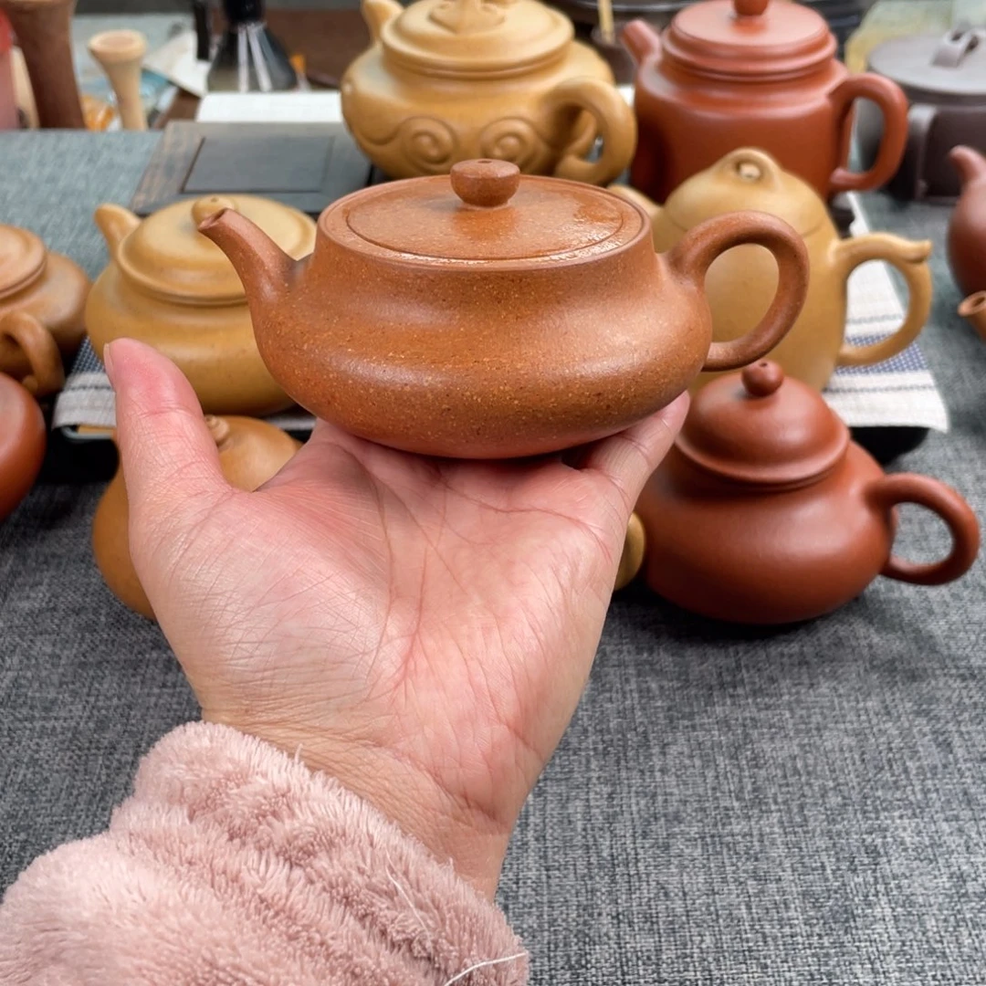 紫砂茶壶黄降坡桑盘全手30目200