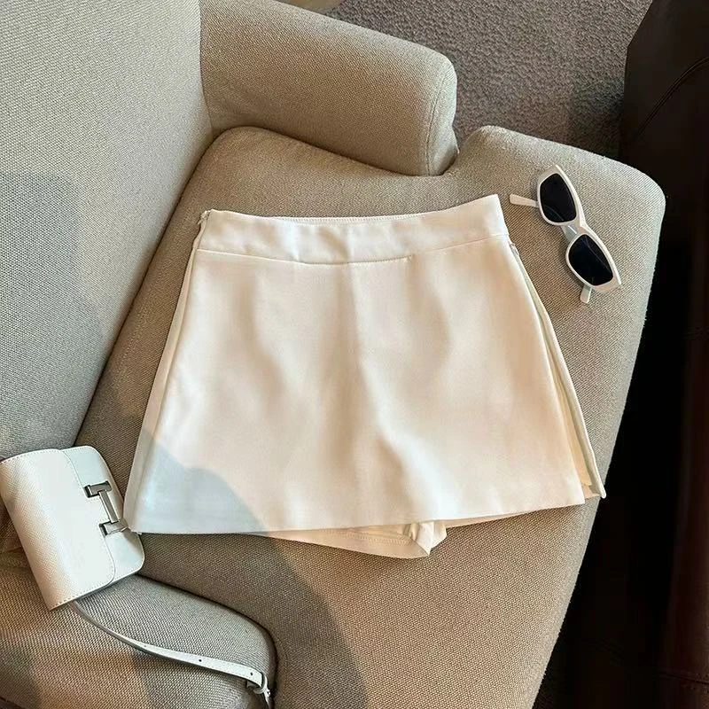 设计感拉链开叉半身裙春夏新款高腰西装裙气质防走光a字短裙