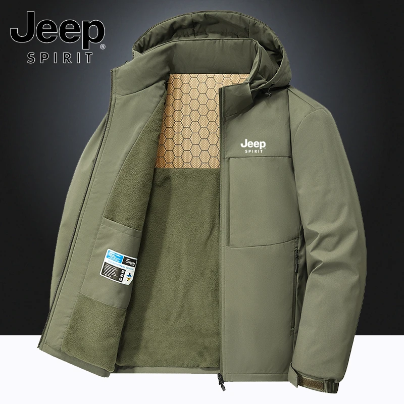 Jeep吉普棉服男秋冬加厚工装夹克加绒休闲外套登山棉衣户外冲锋衣