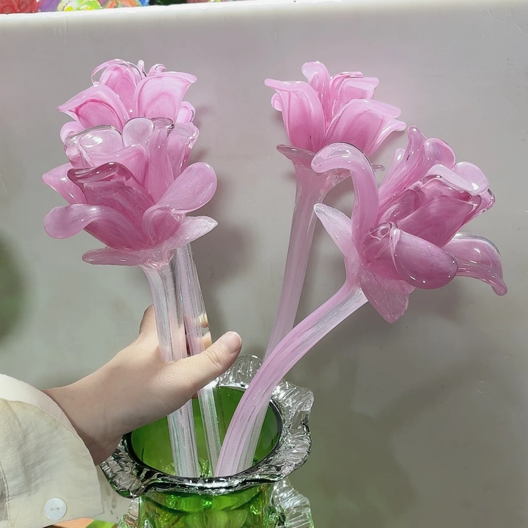 木***脂琉璃玫瑰花4支纯手工