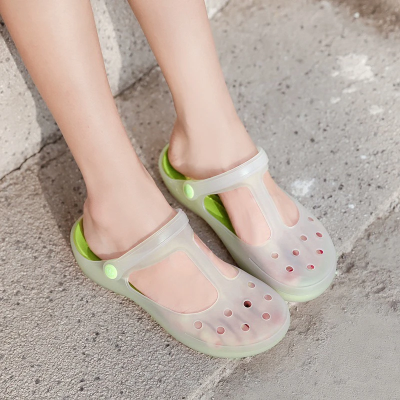 医用洞洞鞋凉鞋女果冻沙滩鞋夏季玛丽珍护士软底可拆卸洞洞鞋包头