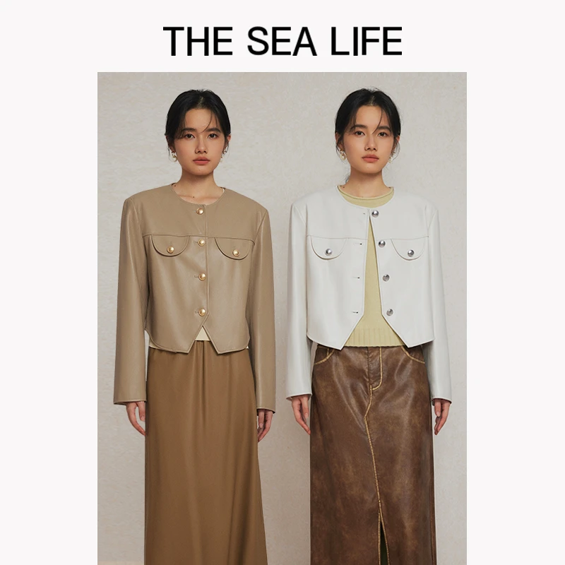 THESEALIFE欧海一生 小香风皮外套 新品时尚短外套15150