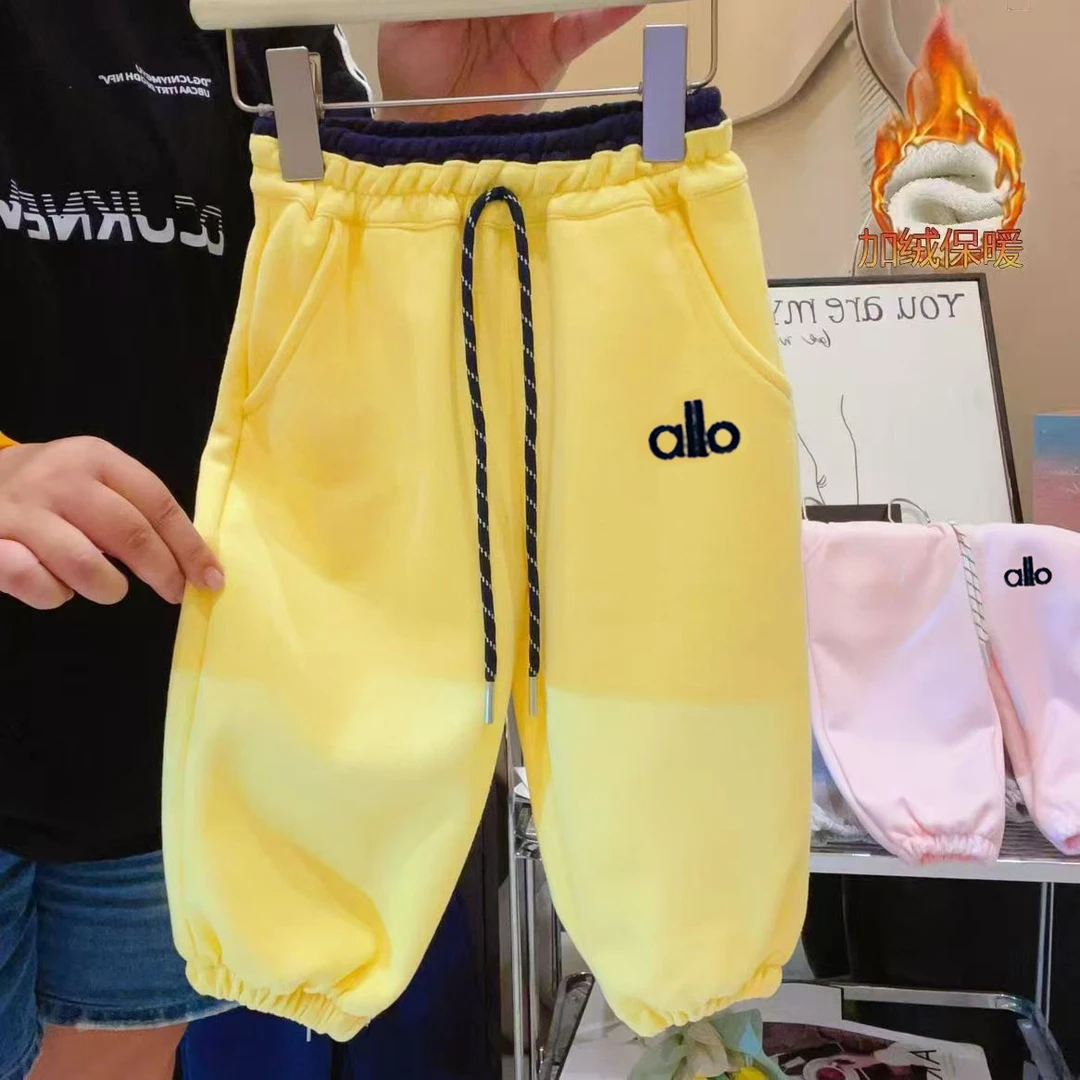 秋冬款女童休闲加绒加厚束脚裤儿童运动裤中大童冬季卫裤女孩